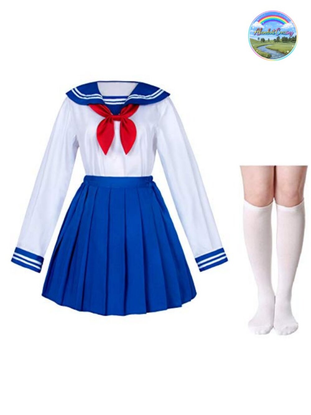 Japanese School Uniform Sailor Cosplay Costume 5 Pc Set Pleated Skirt